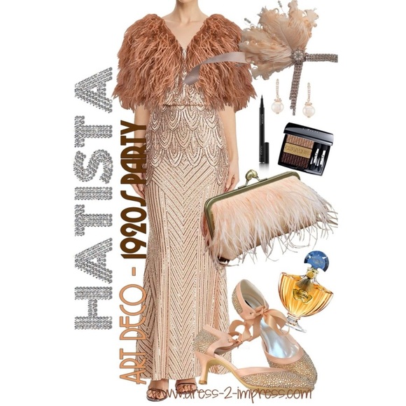 BETSY & ADAM Sequinned V Neck best flapper Gown NEW - Picture 2 of 6